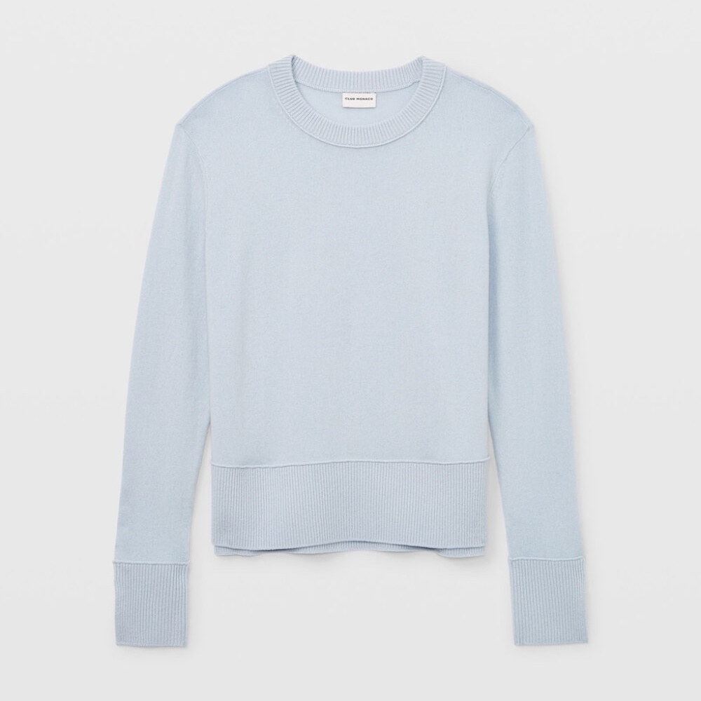 Club Monaco 100% Cashmere! Everywear Cashmere Crewneck Sweater XXS Light Blue